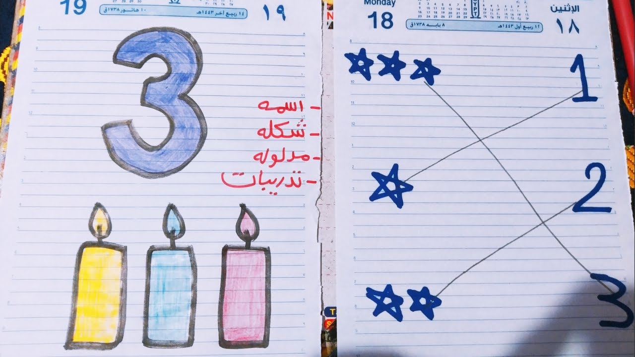 شرح number 3 for kids|بقصة وحل تدريبات كتير وازاي يفرق بينها وبين رقم ٤ في الكتابه ☺️
