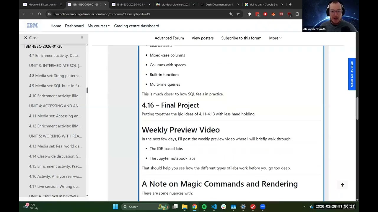 IBM IBSC 2026-01-28 | Module 3 Recap + Week 4 Preview | Data Pipelines & SQL Databases
