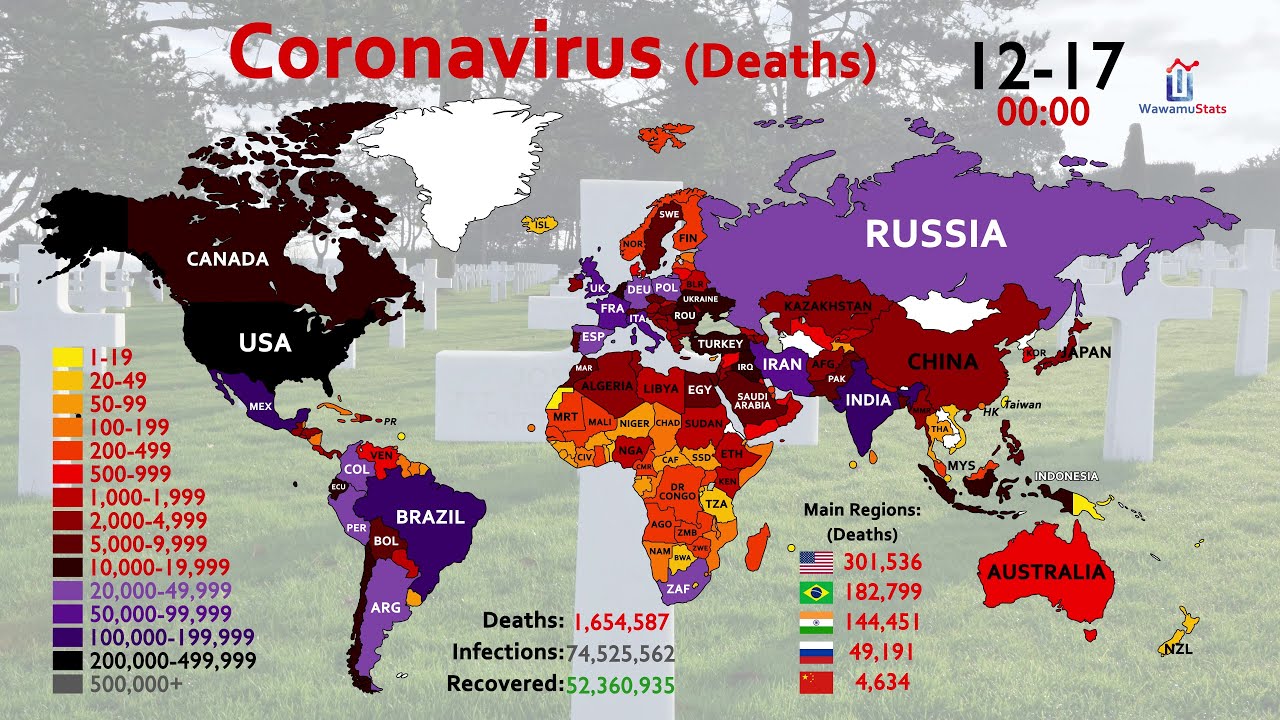 Map Timelapse of Coronavirus (COVID-19) Deaths: Year of 2020