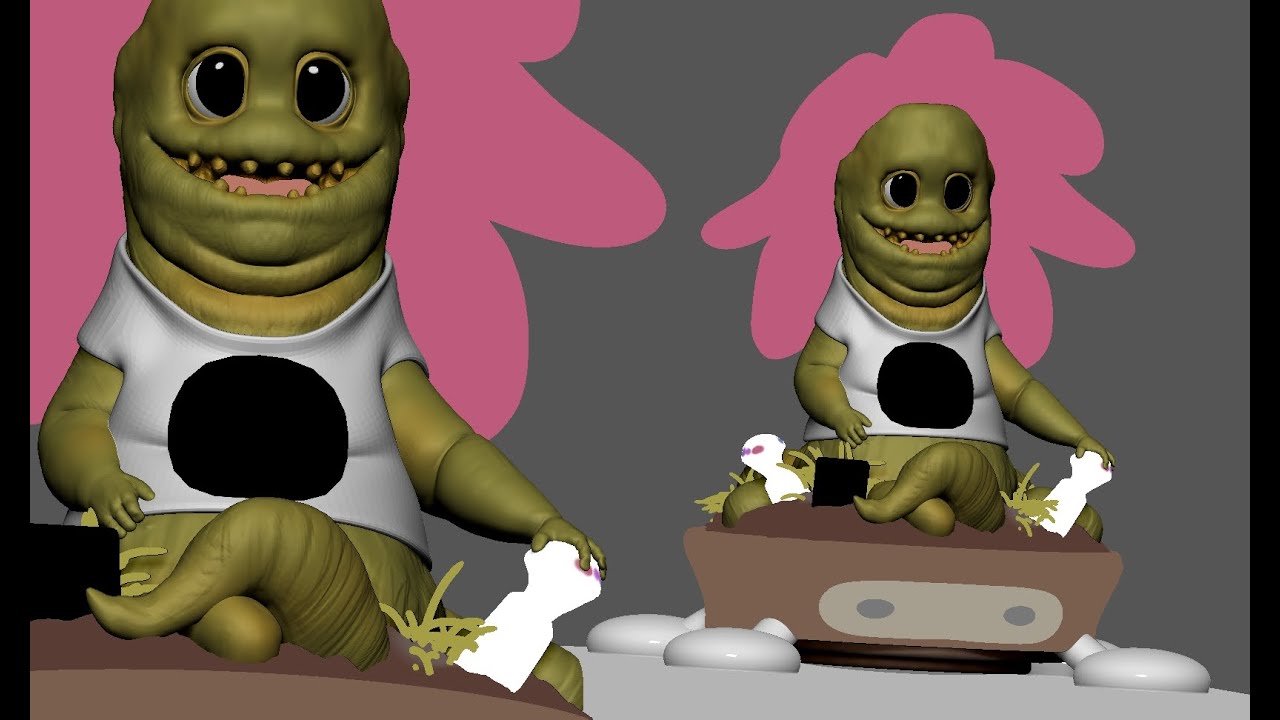 in progress a flower creature in his pot ship...#oc  #cartoon #sculpt #sketch #zbrush