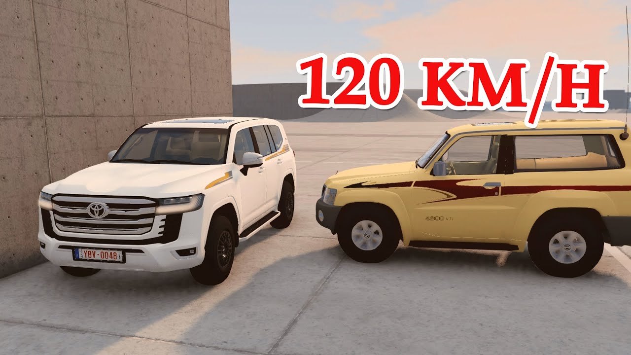CRASH TEST #2- TOYOTA LAND CRUISER 300 vs NISSAN PATROL Y61/ BeamNGdrive