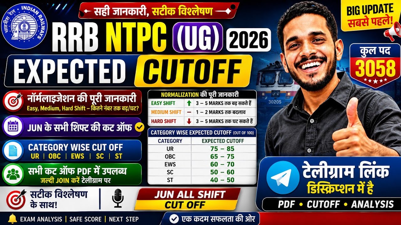 RRB NTPC UG Expected Cutoff 2026 | NTPC UG 2026 सभी जोन का कट ऑफ है / नॉर्मलाइजेशन कितना होता है