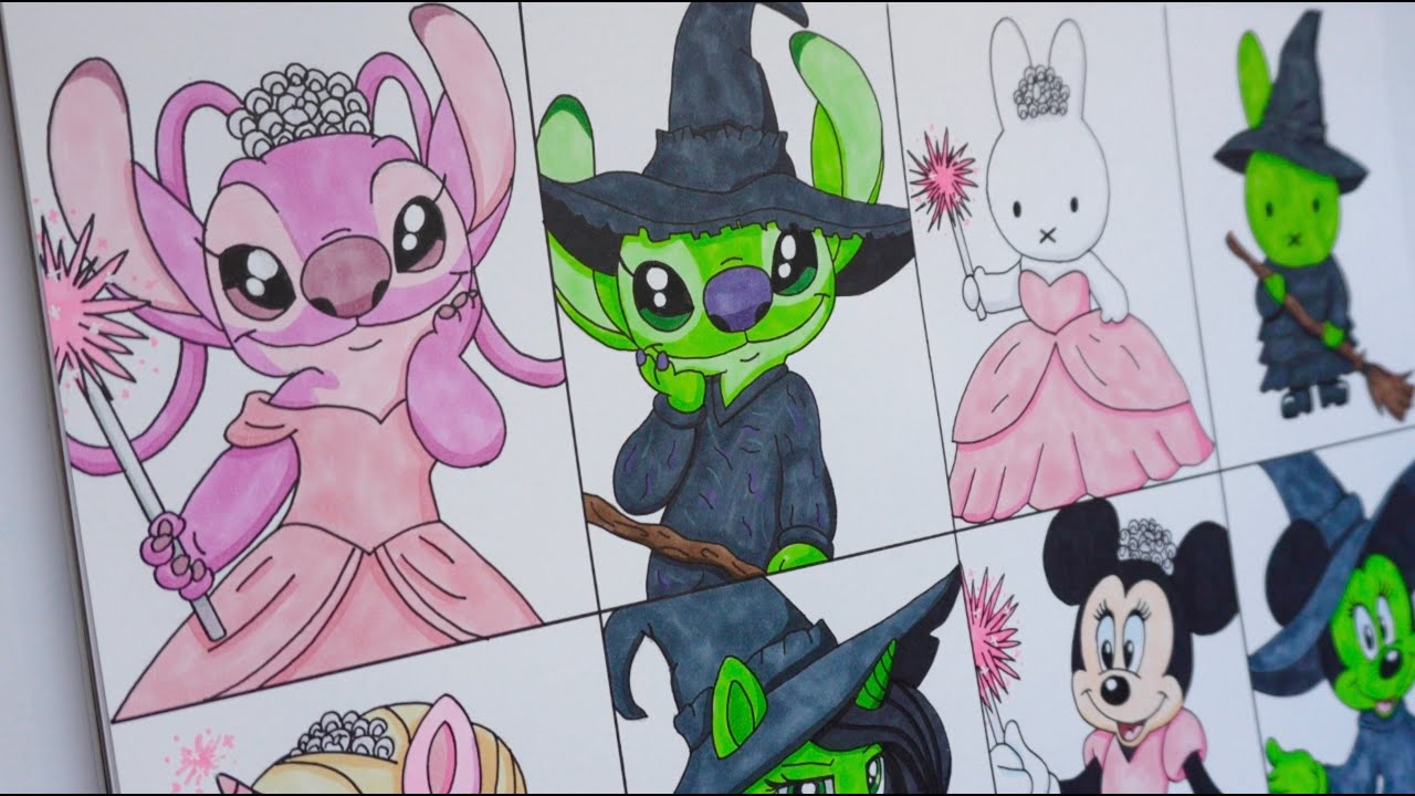 Drawing Different Characters As Glinda And Elphaba From Wicked