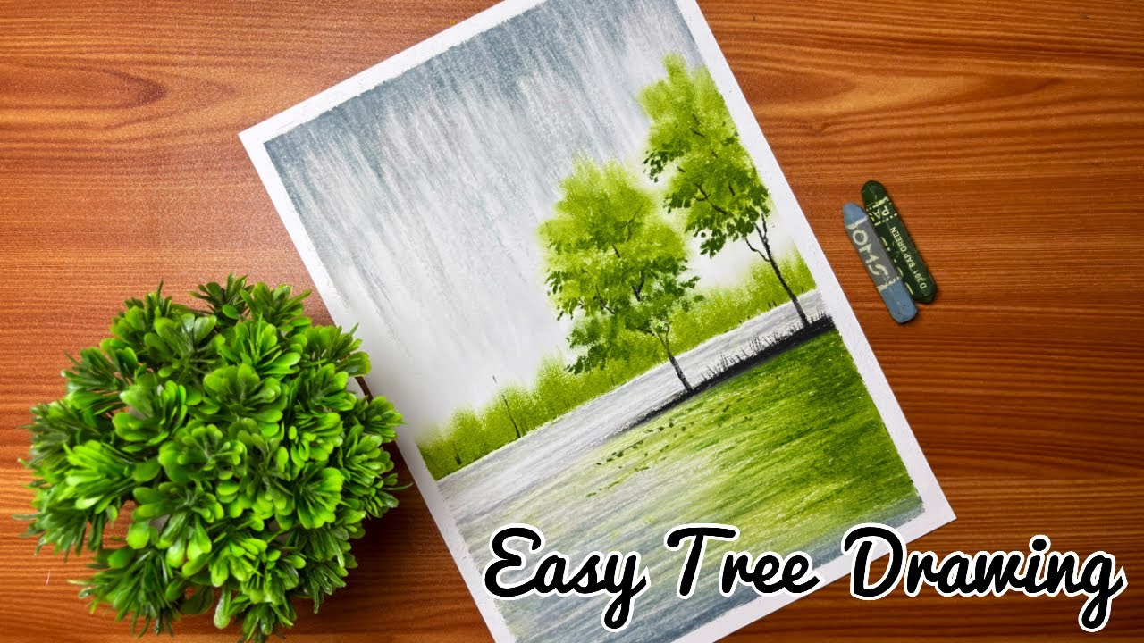 How to Draw Riverside Tree | Easy Oil Pastels Drawing for Beginners #art #oilpasteldrawing #drawing 