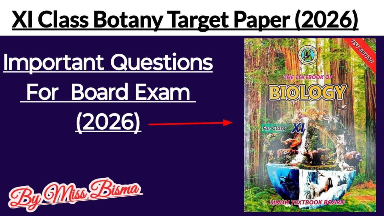 XI Botany Target Paper (2026) Sindh board Important Questions for Board Exam 