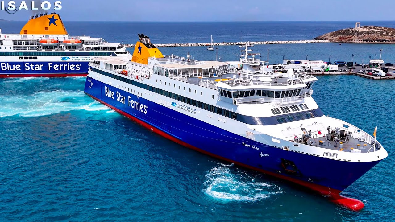 Blue Star Naxos - Ρεμέτζο ακριβείας πλάι στο Blue Star Delos στη Νάξο! Arrival at the port of Naxos