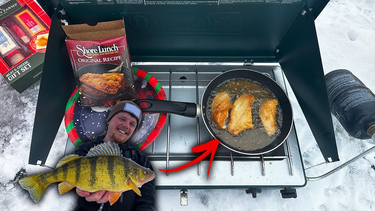 ICE Fishing SHALLOW Water Perch! (CATCH CLEAN COOK)