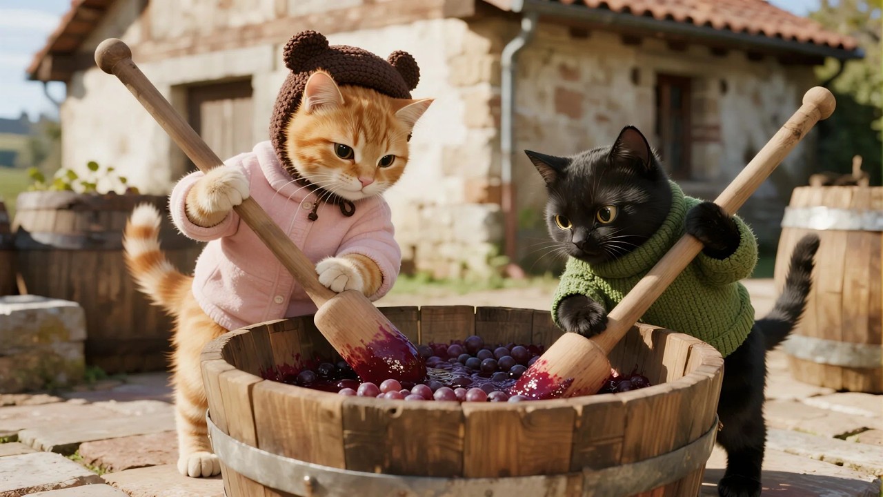 See mama cat and ginger kitten will do when they catch grape thief!🍇Compilation