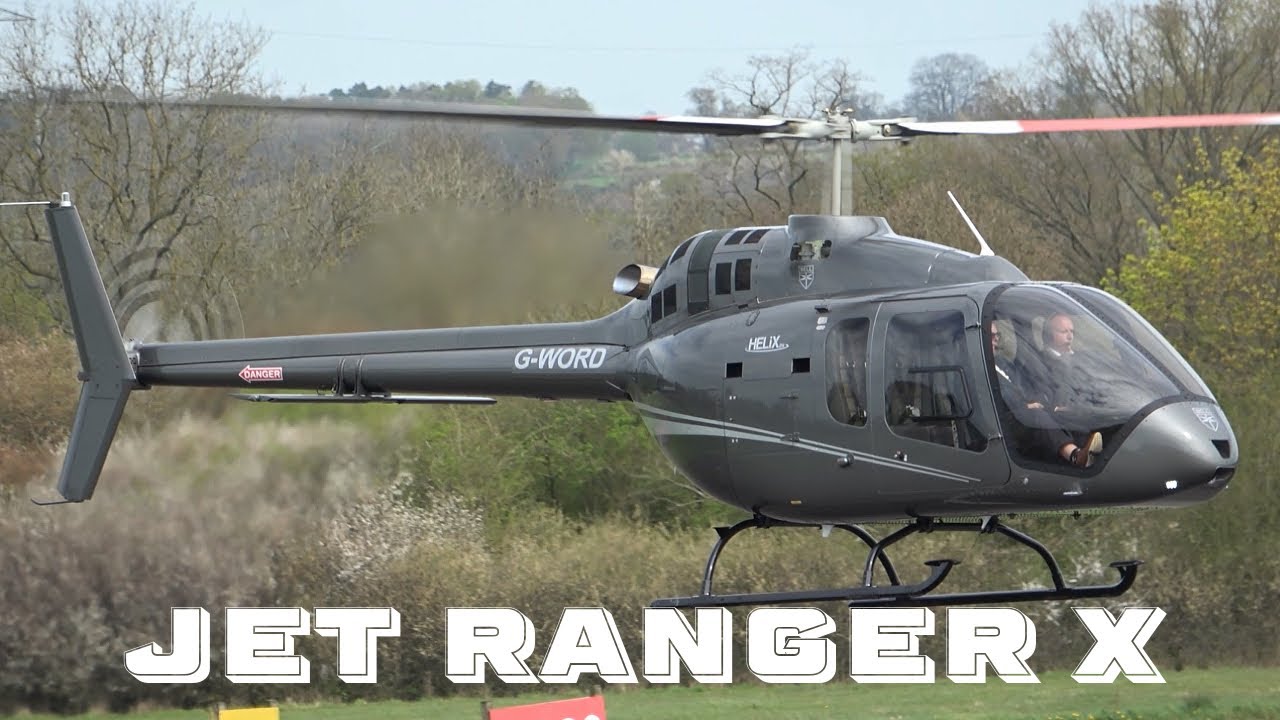Bell 505 Jet Ranger X helicopter landing, engine start and takeoff G-WORD