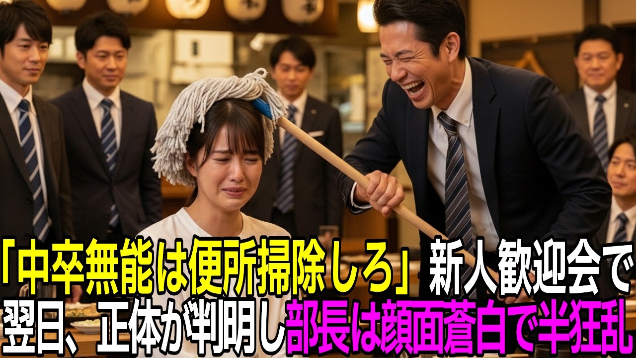 「中卒は便所掃除してろｗ」会長の娘と知らずに新人歓迎会で侮辱した部長。翌日、正体が判明し半狂乱になった驚愕の結果【感動する話】【朗読】