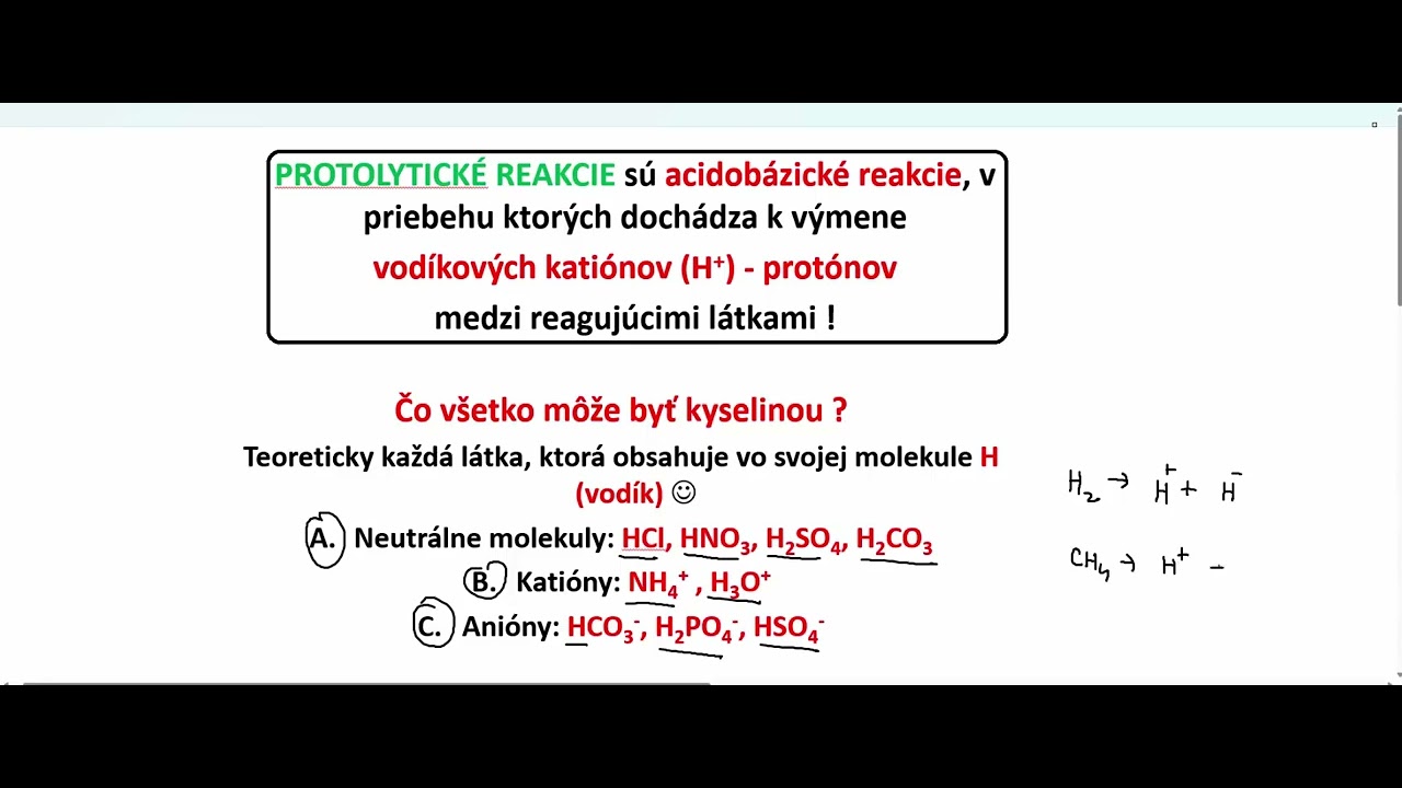Protolytické reakcie I  -  úvod