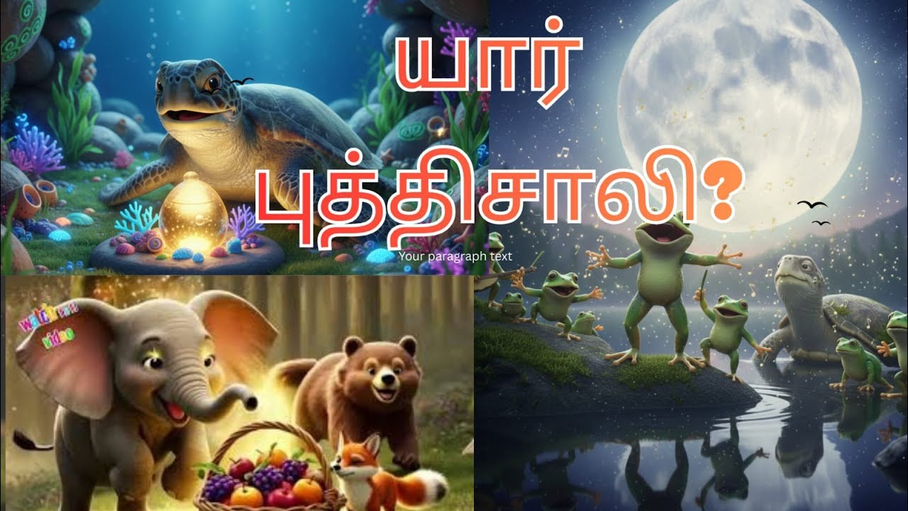 Kids Tamil stories # விலங்குகளின் புத்திசாலித்தனம்🐒🦊🦁🐢@GuruVedhakids 🥳