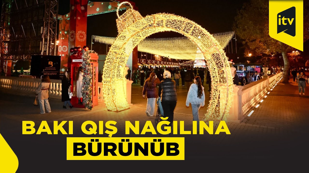 Dənizkənarı Bulvarda Yeni il yarmarkası açılıb, buz meydançası yaradılıb