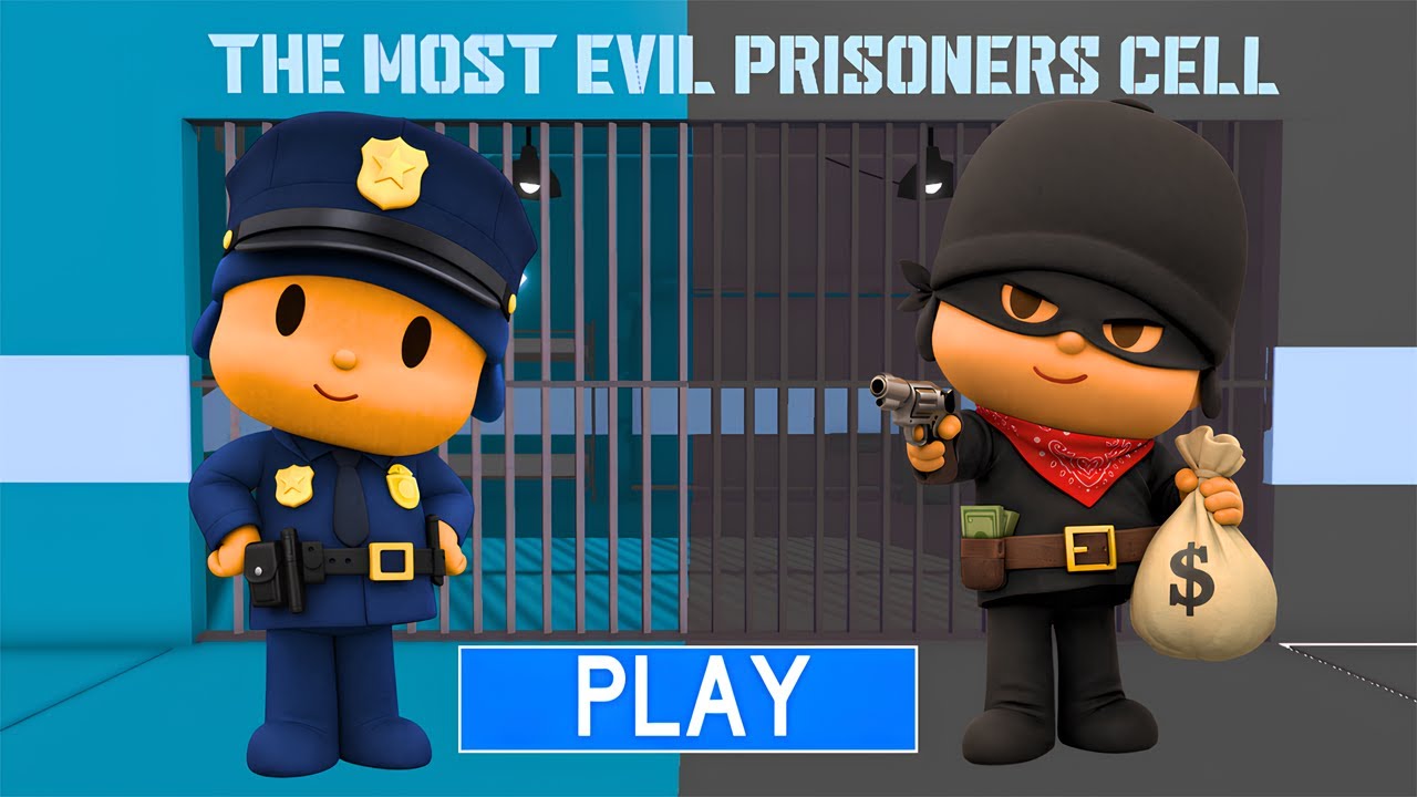 POLICE POCOYO VS THIEF POCOYO in BARRY'S PRISON RUN! New Scary Obby GAMEPLAY
