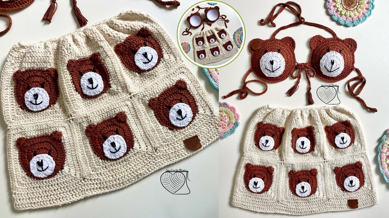 Saia de crochê urso Anitta / infantil e adulto Ina crochê mania