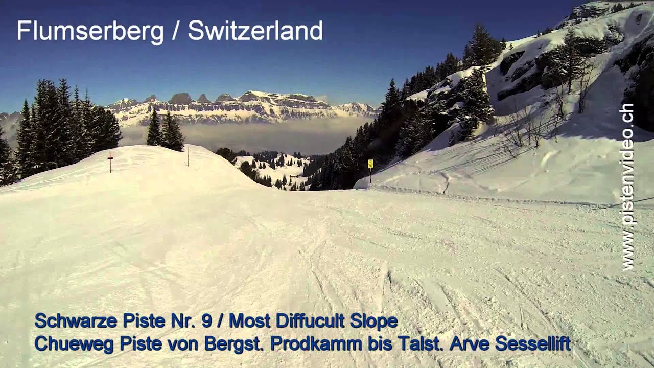 Flumserberg / Pistenvideo schwarze Piste - Chuewegpiste Nr.9