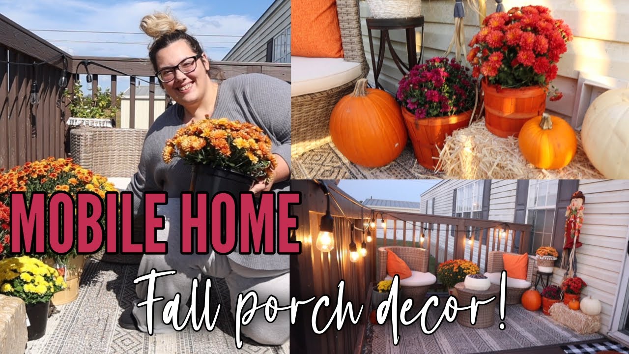 SINGLE WIDE FALL PORCH DECOR 🍂 | decorate for Fall with me! | 2022 FALL FRONT PORCH!