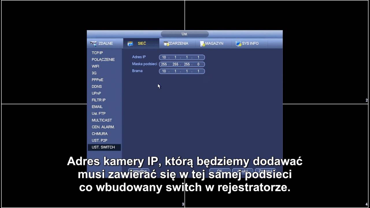 Dodawanie ręczne kamer z protokołem ONVIF w rejestratorze BCS z wbudowanym switchem PoE.