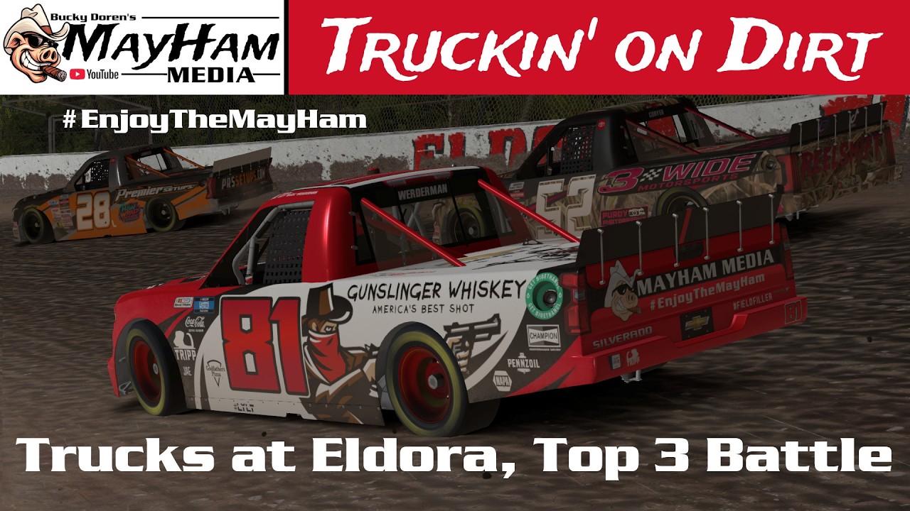 Trucking on Dirt,  iRacing NASCAR Trucks sim racing at Eldora, Racing  Game, MayHam Media
