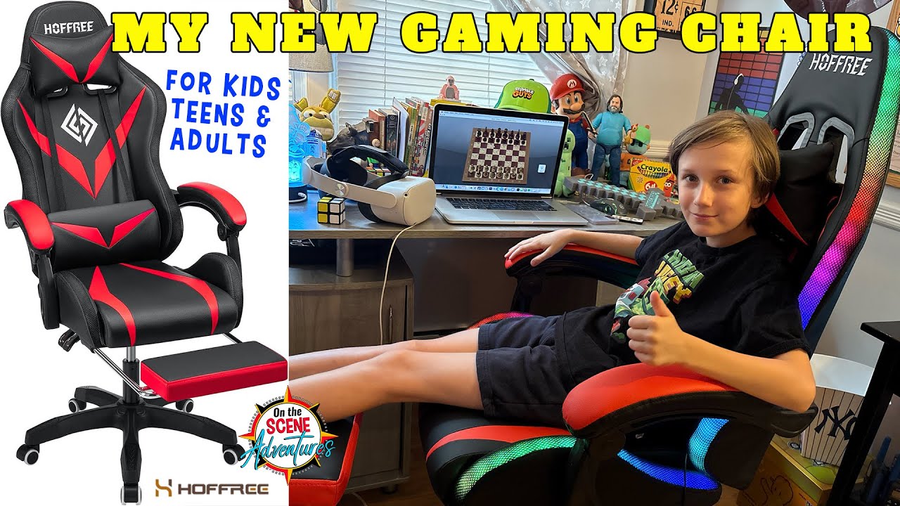 Game in Style with the Ultimate Gaming Chair from HOFFREE! Lights, Sounds Massager & More!!!