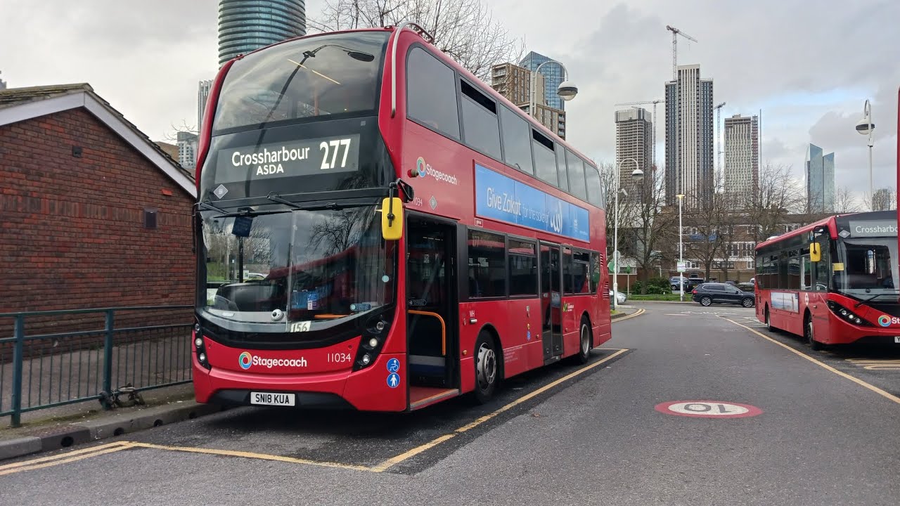 Full Journey + Diverson London Route 277 Crossharbour Asda - Dalston Junction 11034 SN18KUA SLN