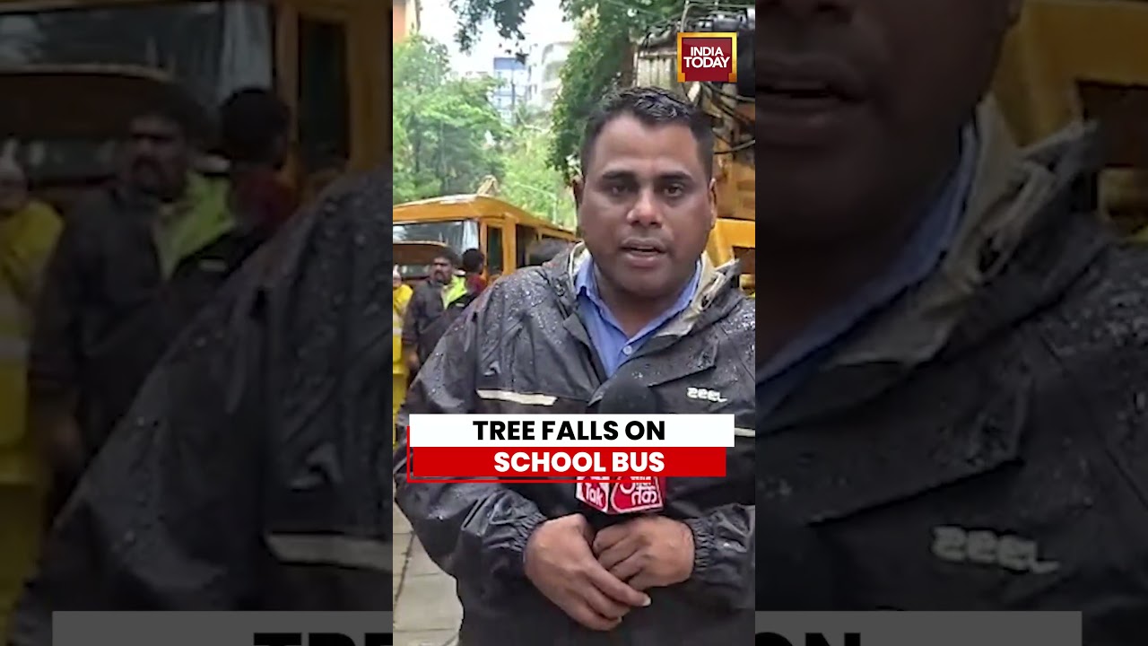 Breaking News: Tree Crushes School Bus in Mumbai | Child Dies, Several Injured #mumbai #chembur #bus