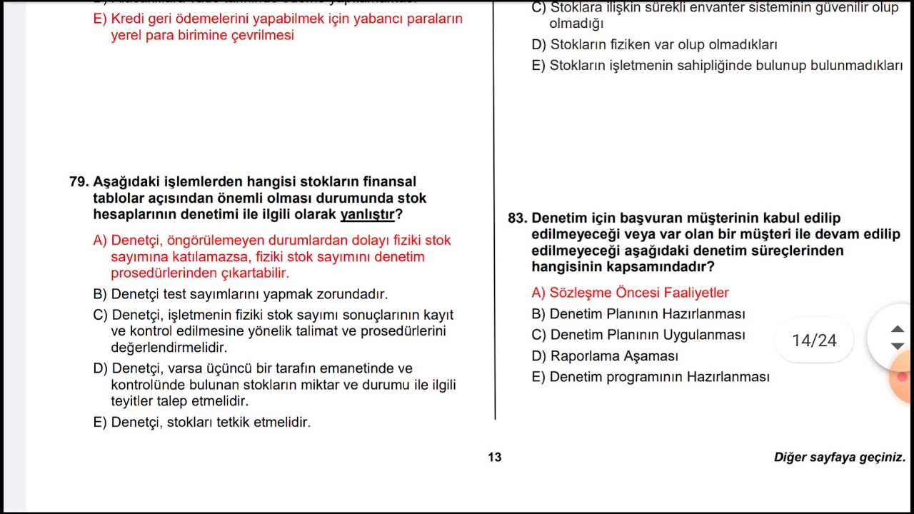 Denetim Çıkmış Sorular Çözümleri