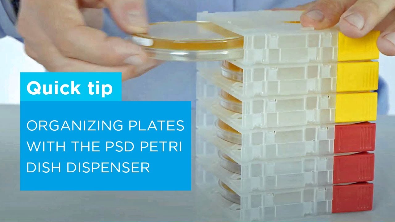 The PSD Petri dish dispenser keeps the agar plates for your air sampler in order