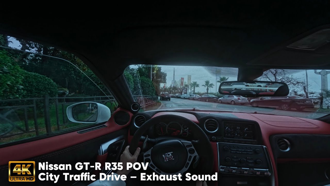 Nissan GTR R35 POV | City Traffic Drive — Exhaust Sound. 4K HDR