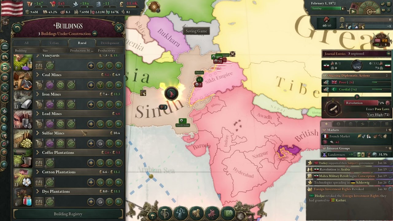 Victoria 3 Sindh  - Playthrough E4 - A-Z -UPDATE 1.7 No commentary