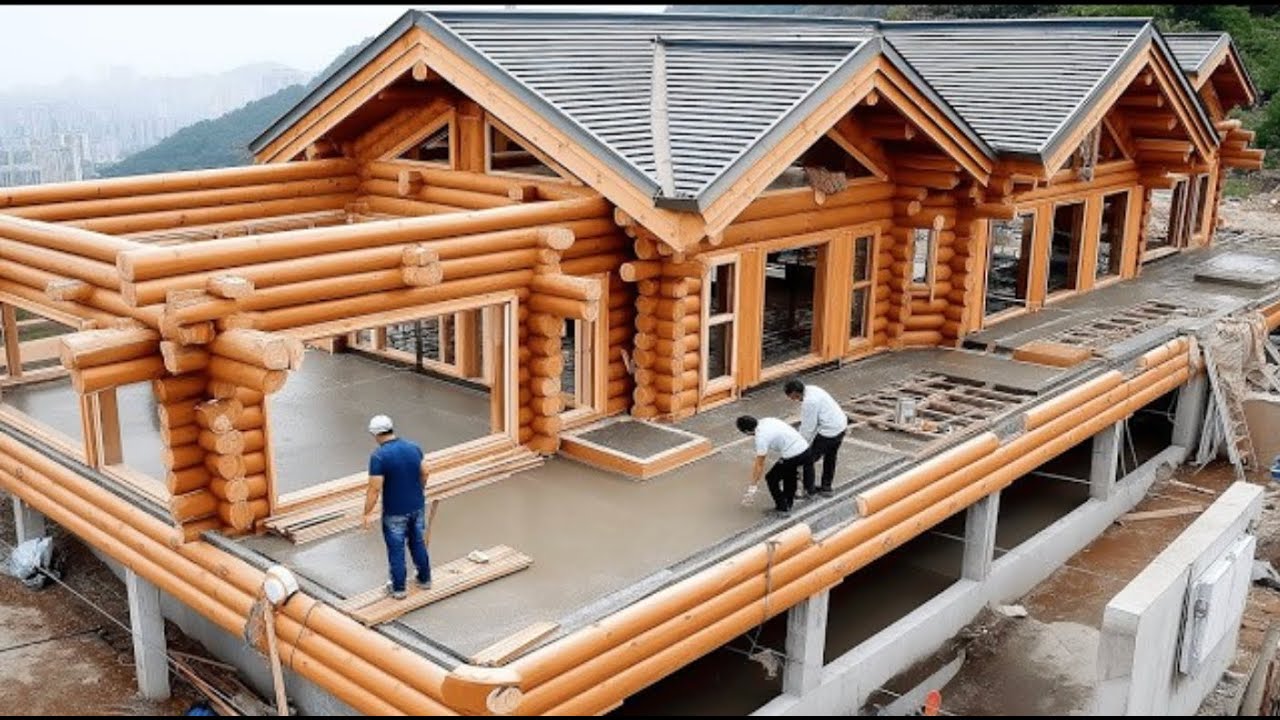 Men build a HUGE Wooden House | start to finish
