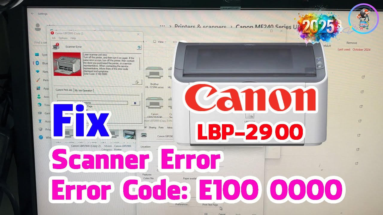 Fix lỗi scanner Error Code E100 0000 Máy in canon LBP 2900 | Lâm Vi Tính