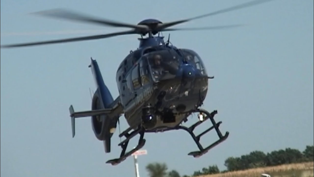 Police helicopter EC 135 lands at the airbase  #police #ec135 #spotting,