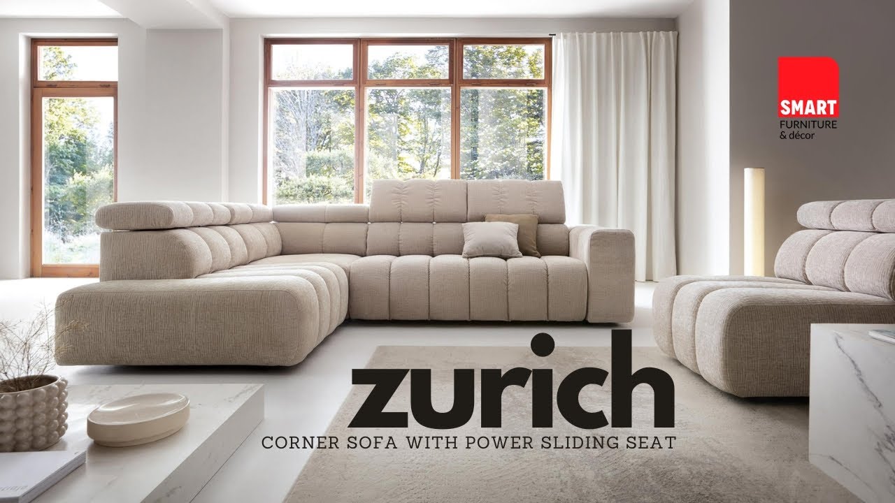 Modern corner sofa with power sliding seat. #furniture #smartfurnituregta #smartfurniture