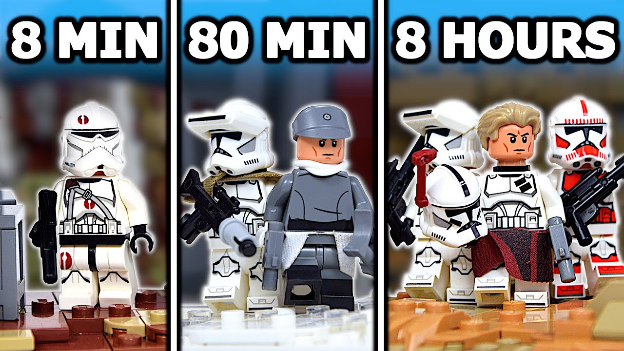 Я попытался построить Базу клонов в LEGO — 8 минут против 80 минут против 8 часов...