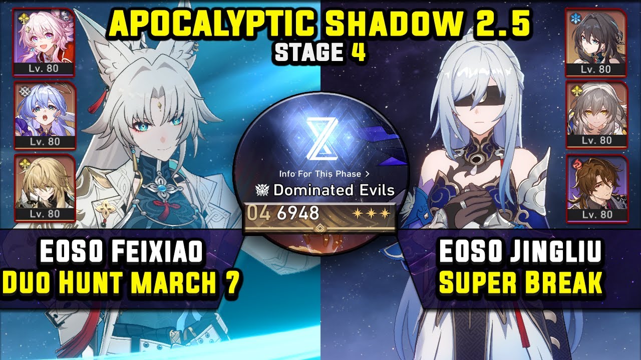 E0 Feixiao Carry & E0 Jingliu Super Break (3 Stars) Apocalyptic Shadow 4 Honkai Star Rail 2.5