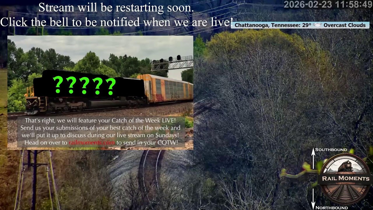 Live Chattanooga Railcam on W&A Subdivision - #CSX line in bird sanctuary by Mile Post 122.8 in TN