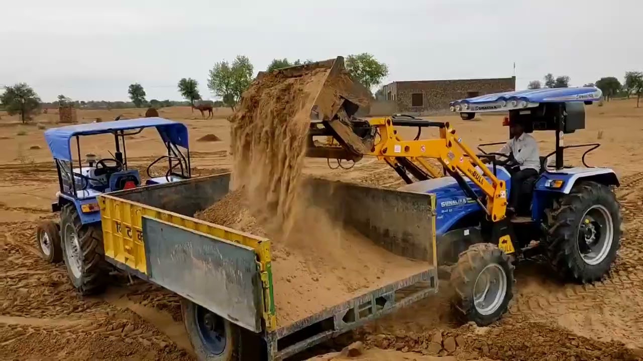Sonalika tractor DI RX47 with agri bull loader Attachment | jcb tractor