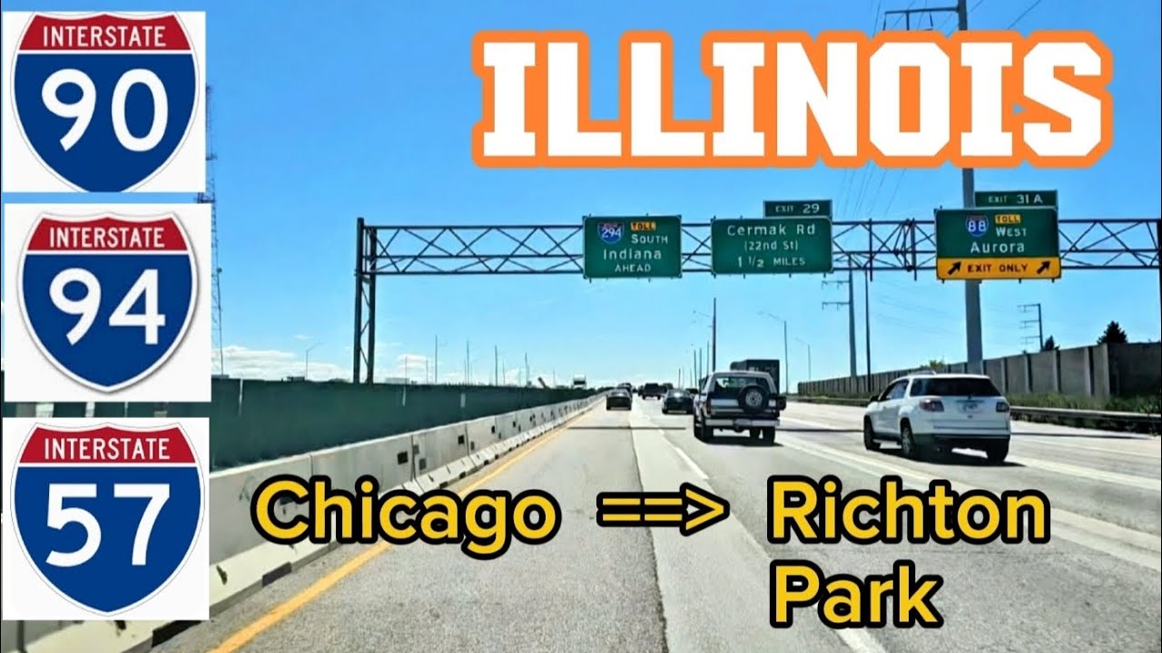 4K Highway drive. Interstate 90/I-94 ~ I-57. Tollway. Chicago =》Richton Park, Illinois. Sept 7, 2024