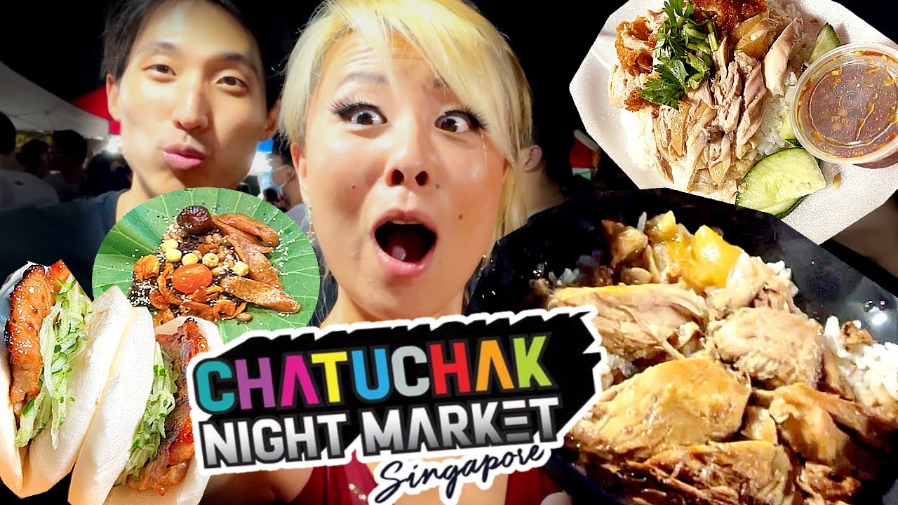 EATING AT CHATUCHAK - THAI NIGHT MARKET IN SINGAPORE!! ft. @Zermatt Neo  and Thara #RainaisCrazy