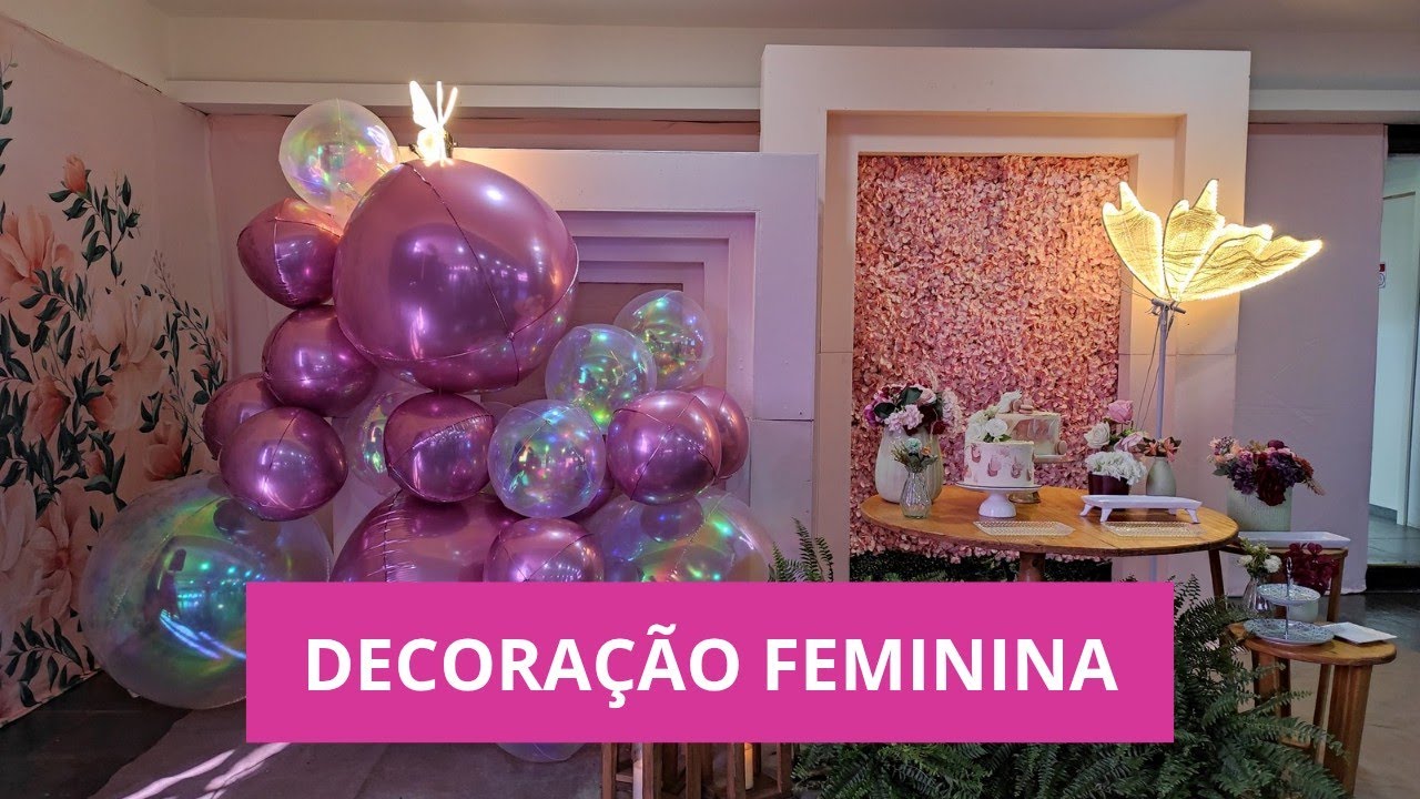 FESTA FEMININA ROSA COM BORBOLETAS