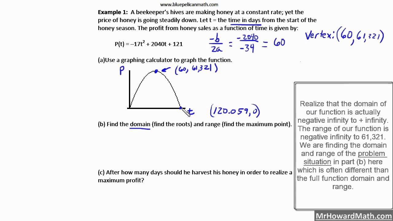 Quadratic Calculator Applications Word Problems Part 1