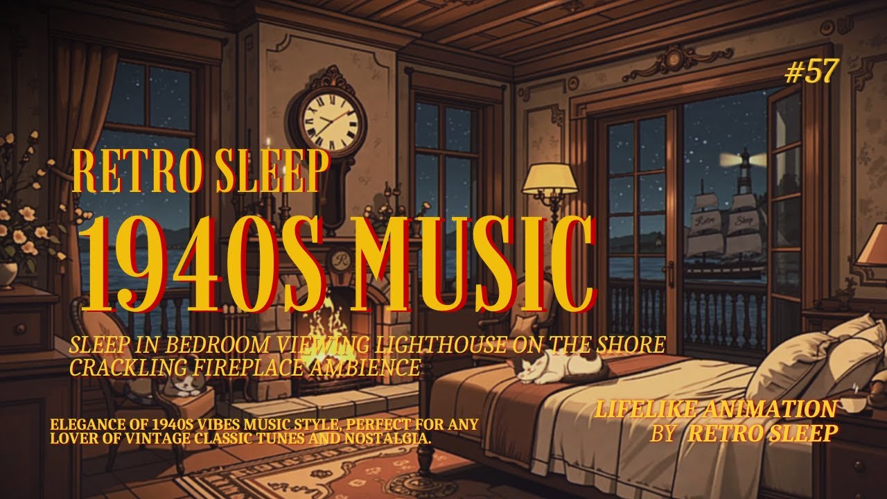 Classic 1940s Style Tunes Playing in Another Room in Bedroom viewing a Lighthouse on the Shore #57
