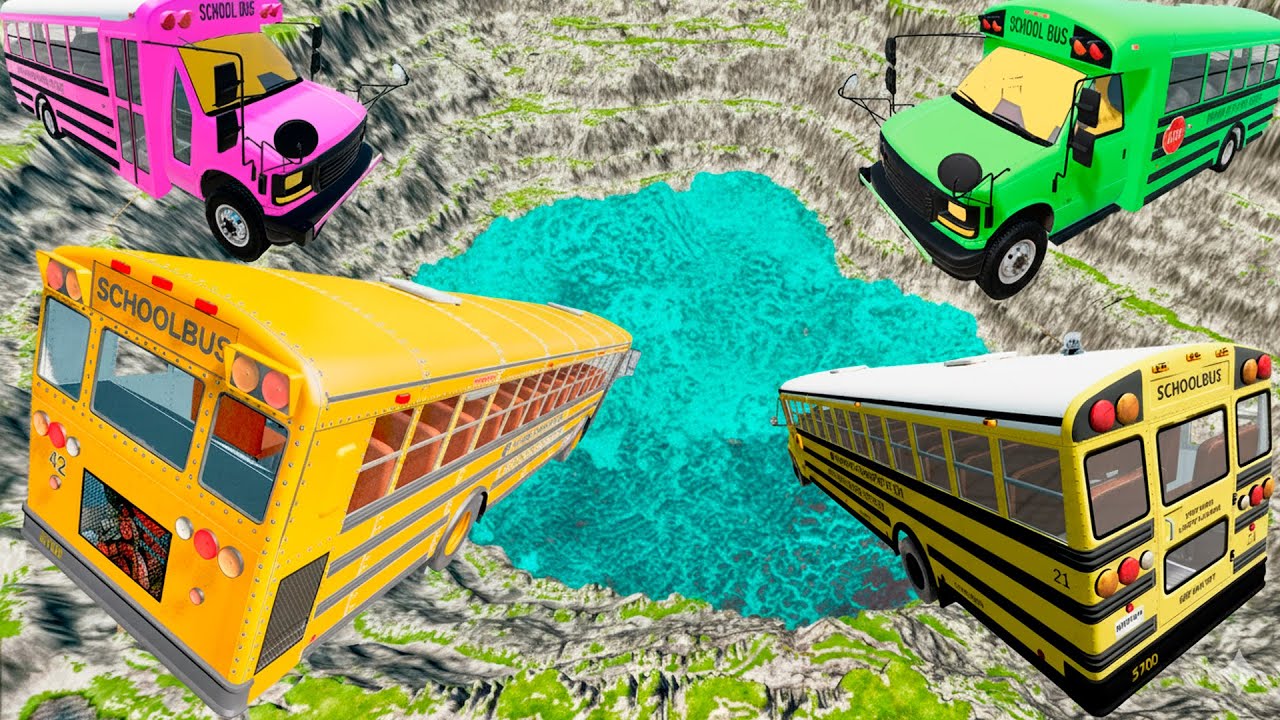BeamNG Drive TOP 100 School Bus Crashes – Crazy Bus Jumps Compilation