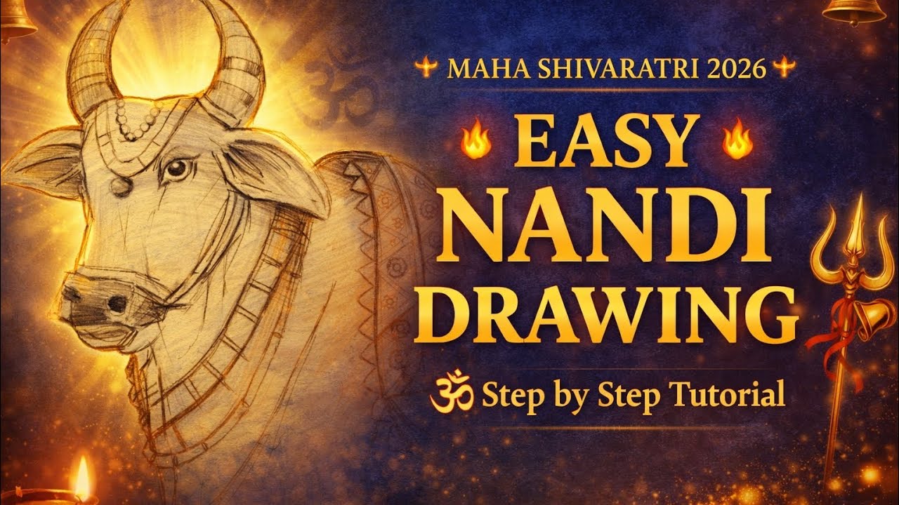 Divine Varanasi Nandi Drawing | Sketch Maha Shivaratri Easy Art | Beginners Friendly Tutorial 