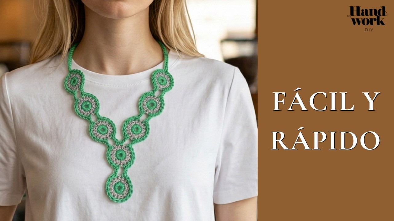 Haz este COLLAR a crochet en minutos ⏳ (con muy poco hilo)