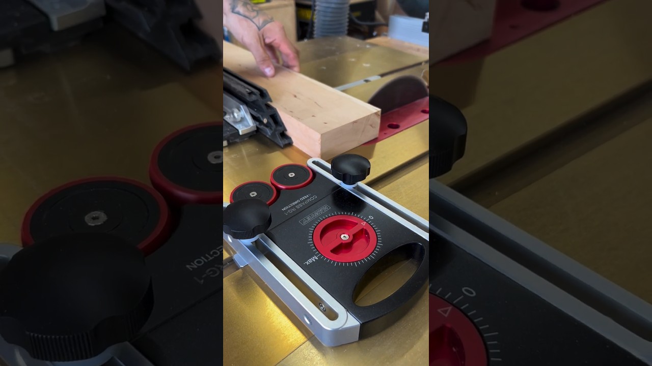 Roller Guides as a stop block on the table saw! 🧠 #woodworker #woodworkingtools