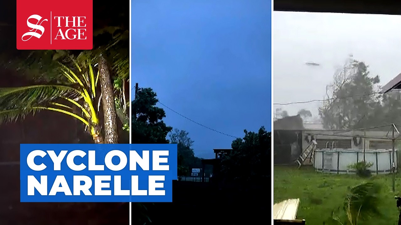 Raw footage shows Cyclone Narelle lashing Queensland