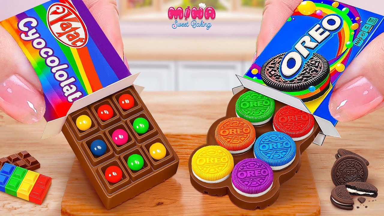 🍰Rainbow Oreo vs Chocolate KitKat Bar🍰Best of Satisfying Mini Cake Recipe ASMR By Mina Sweet Baking