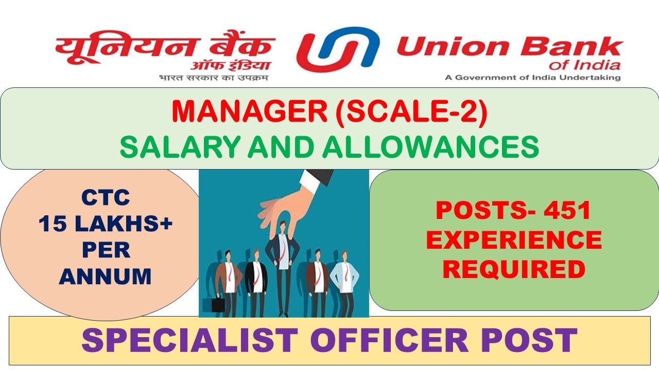 Salary and Allowance Rs. 15 lakhs + PA in Union Bank of India Manager Post Scale -2 post